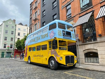 Traditional Vintage Tea Trips bus Vintage Irish tea bus in city center