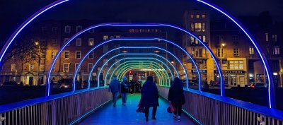 Millennium Bridge Dublin, pic by MBoH bridge over liffey dublin at night