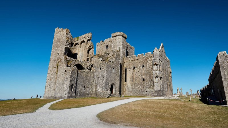 Rock of Cashel Co. Tipperary Courtesy Failte Ireland stone church with blue sky